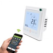 Digitálny dizajnový termostat s možnosťou programovania pracovného a víkendového režimu s externým senzorom na meranie teploty podlahy. Zobrazuje hodiny, deň, teplotu. 